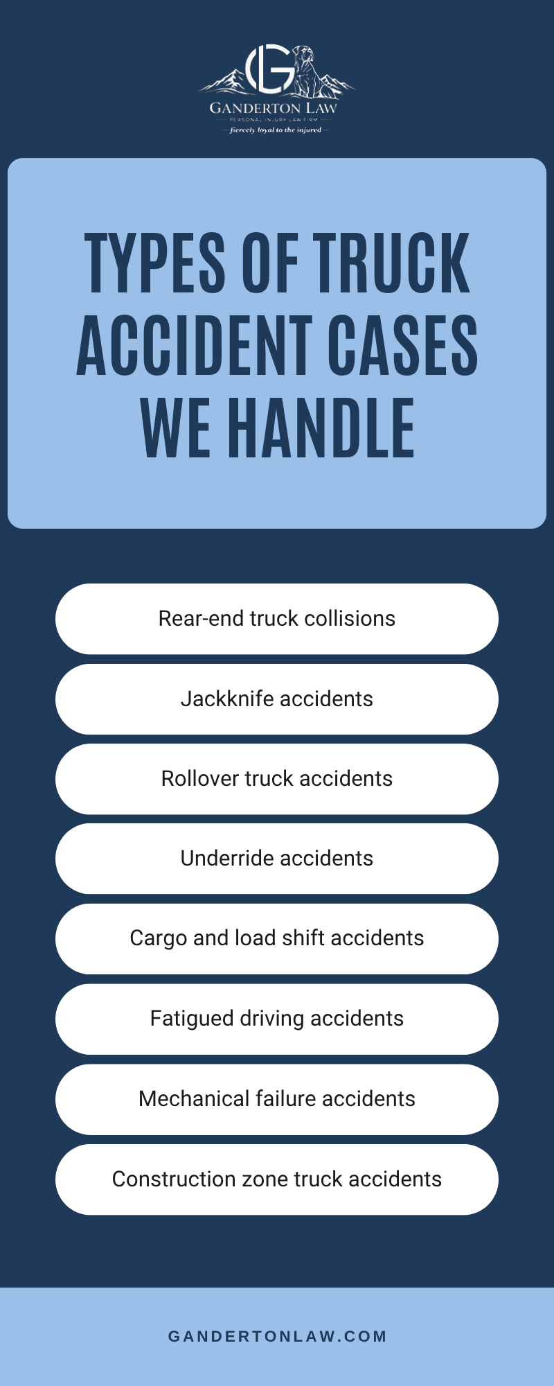Types Of Truck Accident Cases We Handle Infographic